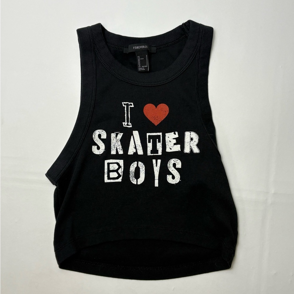 Forever 21 Black Kids Tank Top with Skater Boys Design